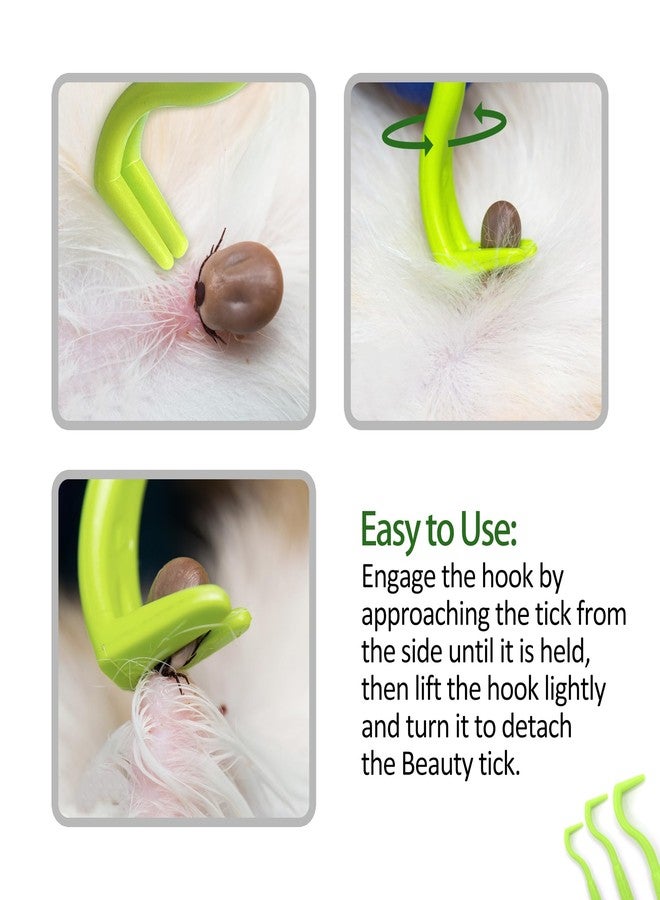 Quacc 3 PCS Tick Remover Tool, Plastic Painlessly Tick Remover Portable for Dogs Cats Humans (Green) - Image 3
